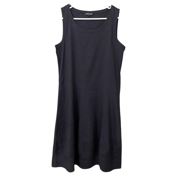Eileen Fisher Scoop Neck Sleeveless Midi Dress Small Ink Linen Blend Minimalist - Picture 1 of 7